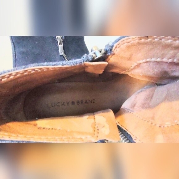 Lucky Brand 'Basel' Navy Blue Suede Booties Ankle Boots Sz 10 - Picture 6 of 7